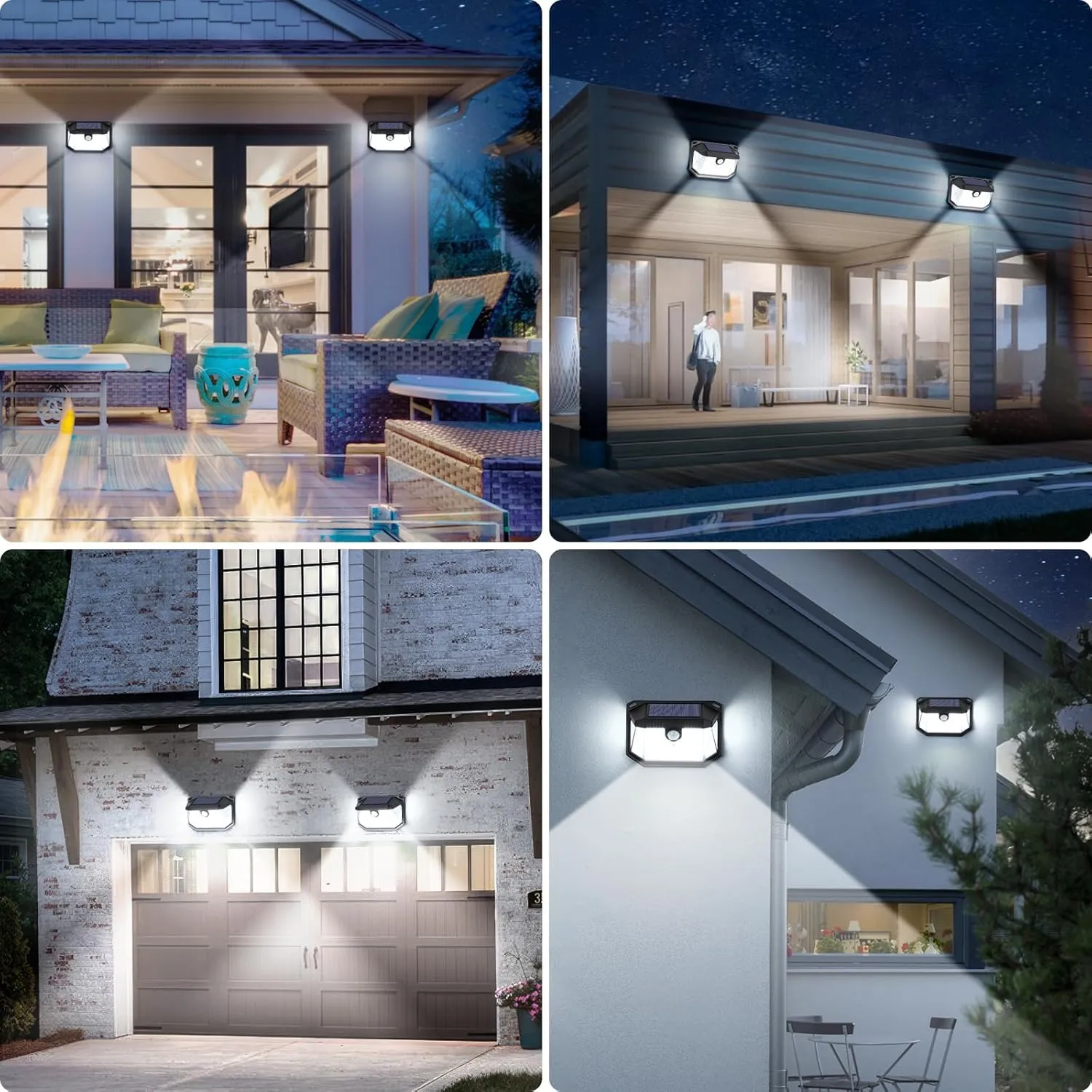 Solar Outdoor Lights, 2-Pack Super Bright 178 LEDs Motion Sensor Wall Light with 270 Wide Angle & 3 Modes, Waterproof Solar Powered Security Light for Patio Garden Garage Front Door