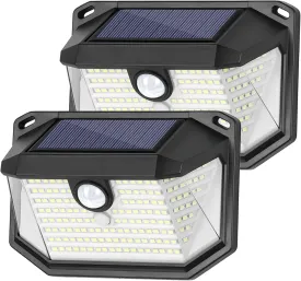 Solar Outdoor Lights, 2-Pack Super Bright 178 LEDs Motion Sensor Wall Light with 270 Wide Angle & 3 Modes, Waterproof Solar Powered Security Light for Patio Garden Garage Front Door