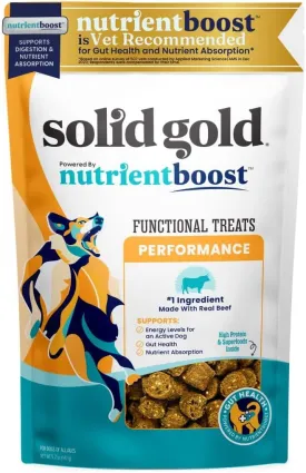 Solid Gold Healthy Dog Treats - Functional Treats for Training   Gut Health - Beef with Salmon Oil Healthy Training Treats for Dogs - 5.2 oz