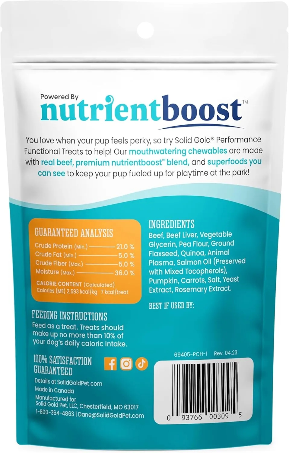 Solid Gold Healthy Dog Treats - Functional Treats for Training   Gut Health - Beef with Salmon Oil Healthy Training Treats for Dogs - 5.2 oz