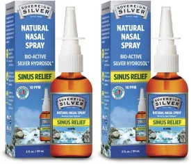 Sovereign Silver Bio-Active Colloidal Silver Hydrosol for Immune Support - 10ppm - 2oz - Nasal Spray - Pack of 2