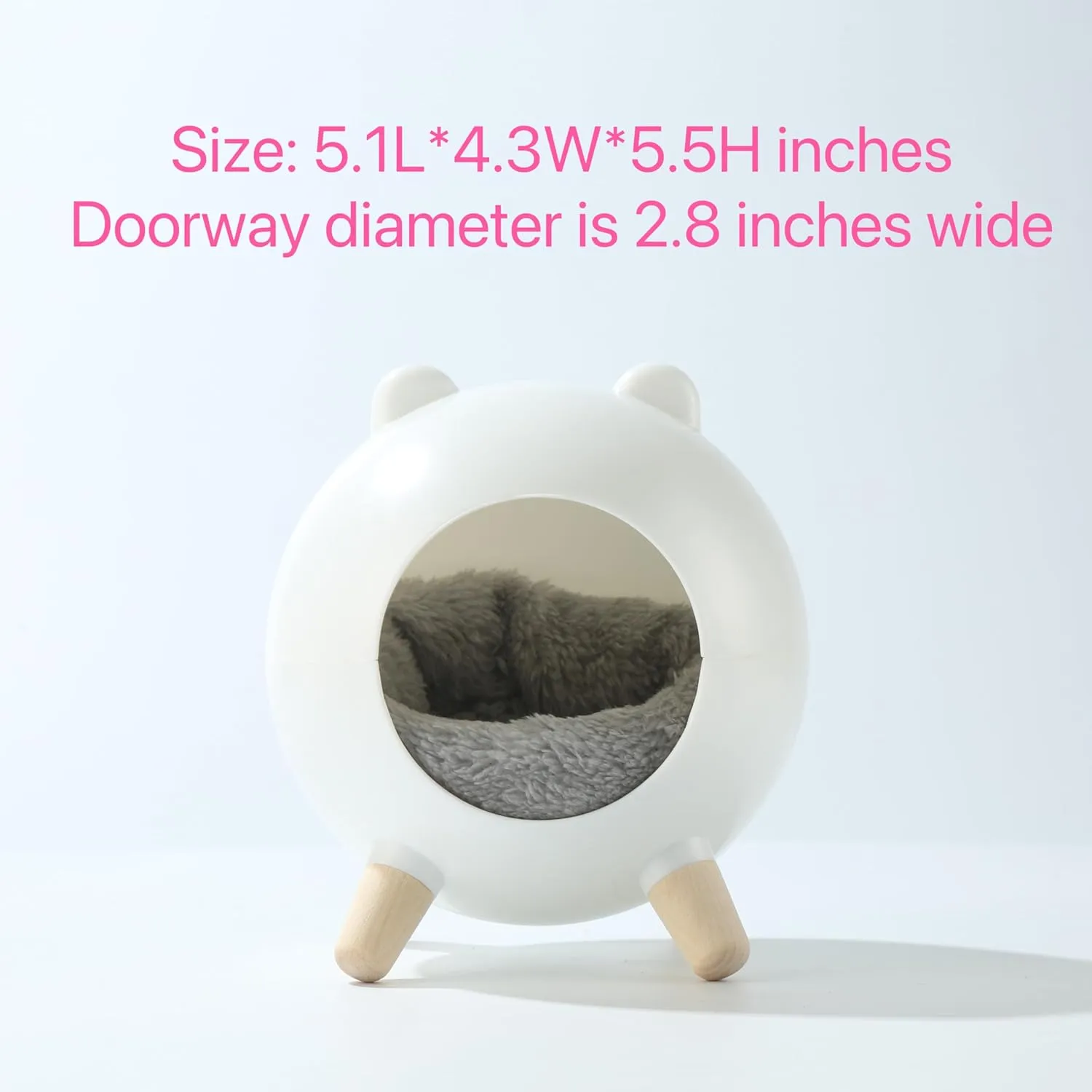 TUTU&LELE Hamster Hideout, Tiny House Hideout and Habitat, Space Elf Hiding Nest, Durable Hamster Bed with Round Thick Plush Pads, for Mice, Gerbils,Hamsters to Play, Sleep and Rest (White)
