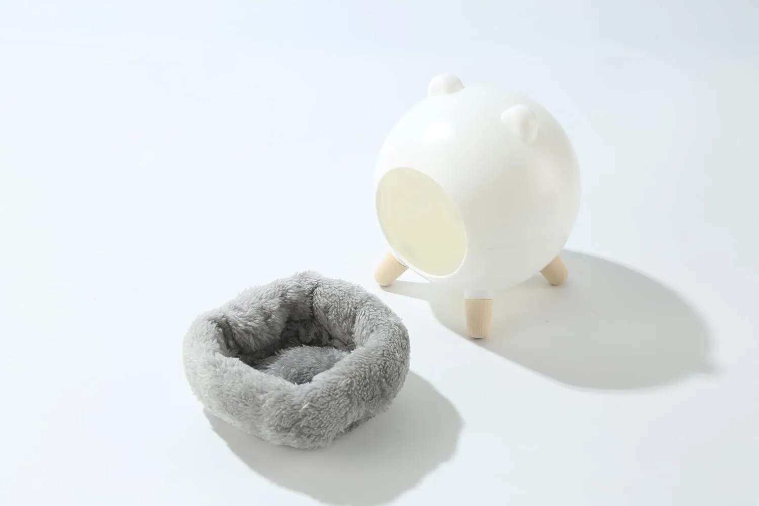 TUTU&LELE Hamster Hideout, Tiny House Hideout and Habitat, Space Elf Hiding Nest, Durable Hamster Bed with Round Thick Plush Pads, for Mice, Gerbils,Hamsters to Play, Sleep and Rest (White)