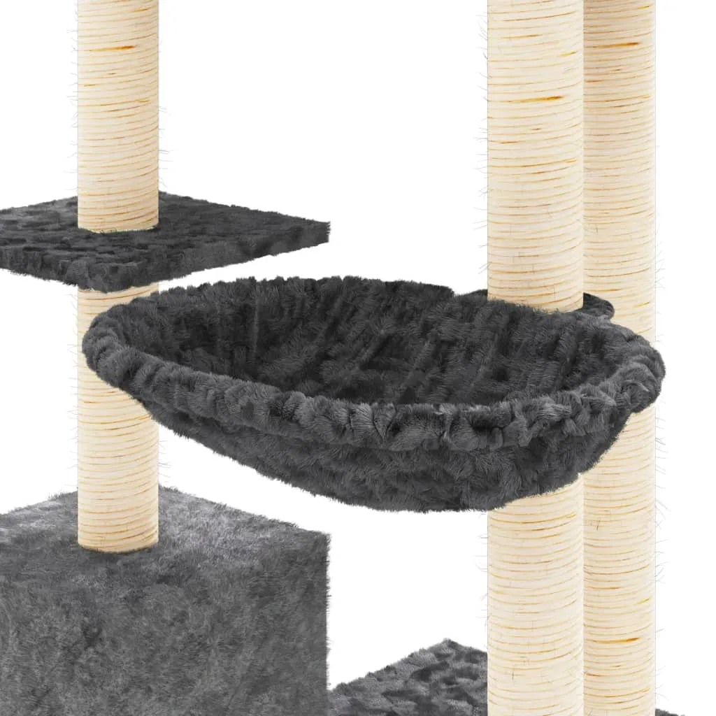 vidaXL Cat Tree with Sisal Scratching Posts Dark Grey 142 cm