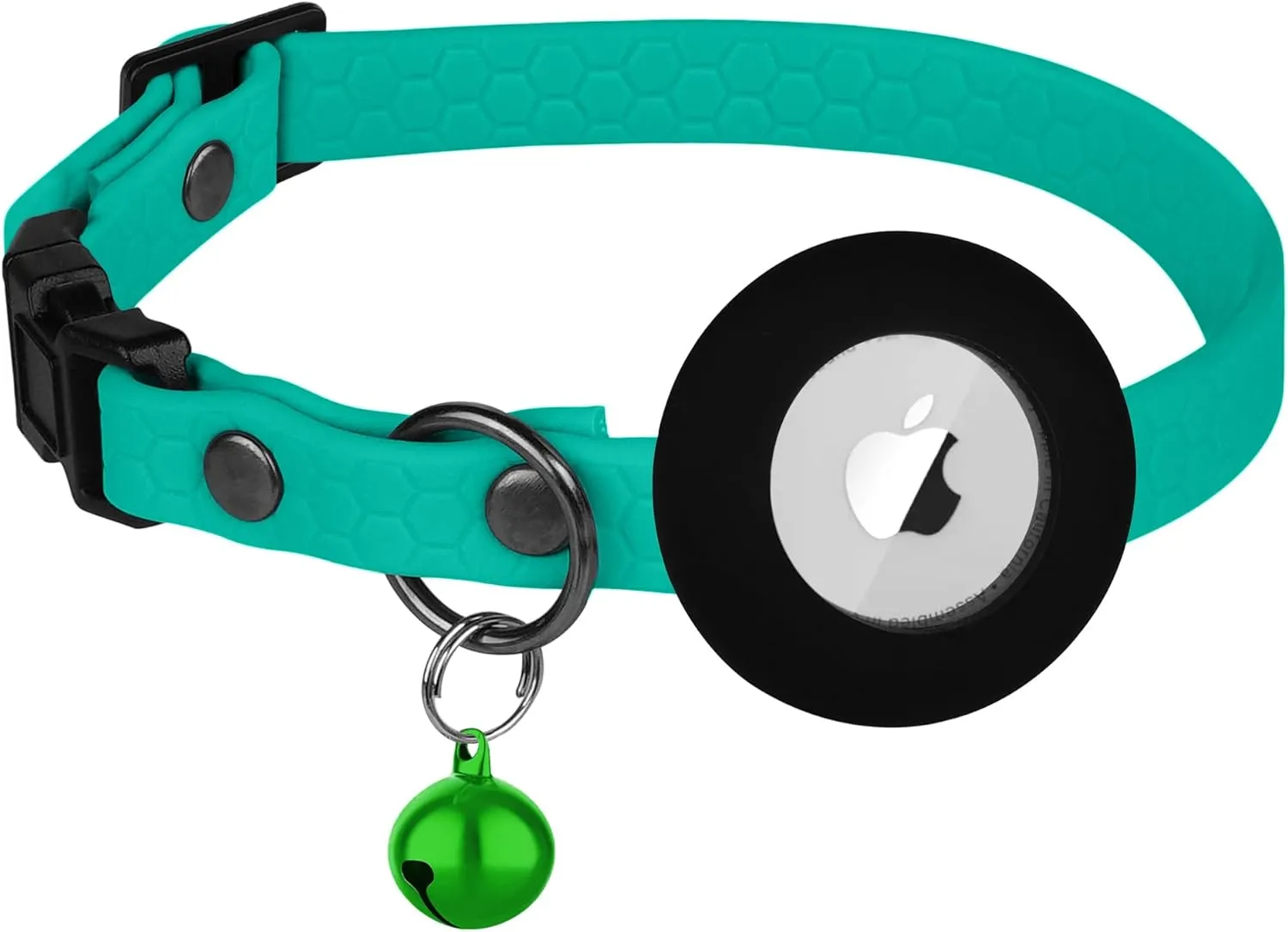 Waterproof Breakaway Cat Collar with Removable Airtag Holder - Cute Safety Apple Airtag Cat Collars with Bell - Lightweight GPS Tracking Pet Collar for Girl Boy Cats Kitten (Teal)