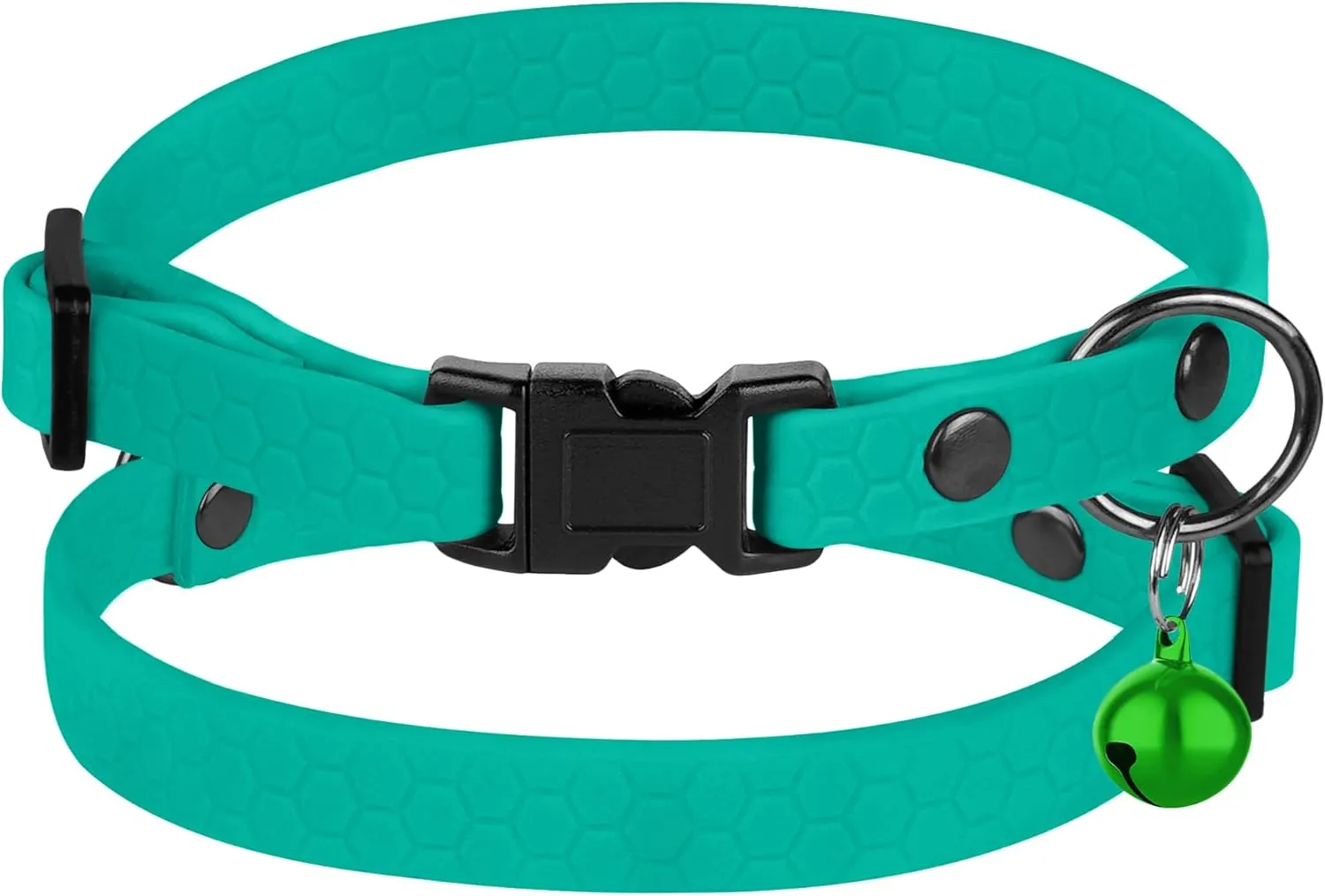 Waterproof Breakaway Cat Collar with Removable Airtag Holder - Cute Safety Apple Airtag Cat Collars with Bell - Lightweight GPS Tracking Pet Collar for Girl Boy Cats Kitten (Teal)