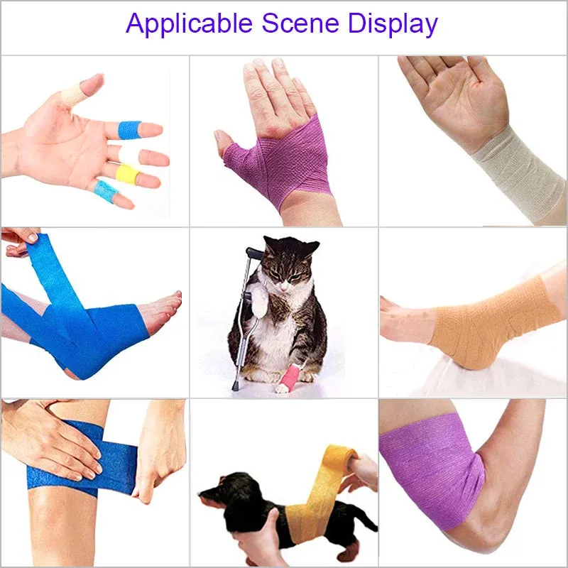Yeknu 1/10 Roll Colorful Sports Self Adhesive Elastic Bandage Wrap Tape Elastoplast For Knee Pads Finger Ankle Palm Aid Kit Pet Tool