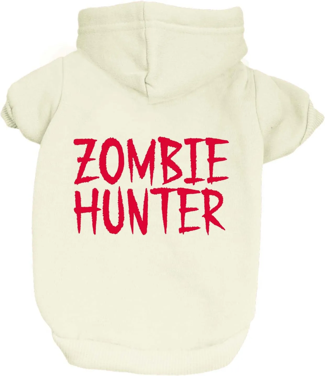 Zombie Hunter Costume Halloween Dog Hoodie Fleece Lined Pullover Sweatshirt with Leash Hole (Cream, Medium 866)